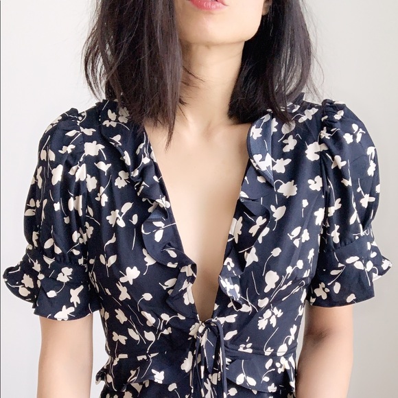 BOHO DEEP V RUFFLES MINI DRESS - Picture 2 of 8